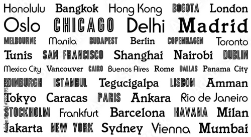 World city names text concept design