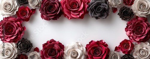 Flowers trendy composition. Roses on a white background. 