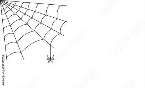 spider and web for halloween design banner element
