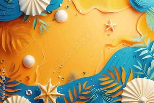 luxury summer background, tropical yellow flowers and leaves on a yellow background, concept of holiday, sea, relaxation