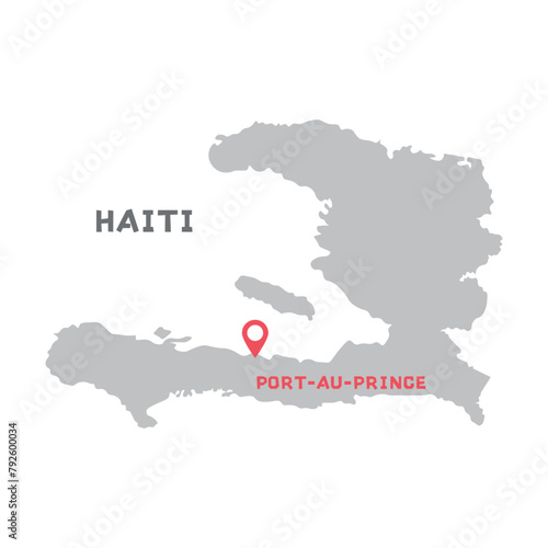 Haiti vector map illustration, country map silhouette with mark the capital city of Haiti inside isolated on white background. Every country in the world is here