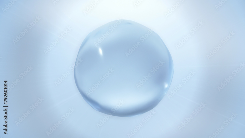 Obraz premium Liquid bubble, Cosmetic , Smooth Skin , Hyaluronic acid repairs, Molecule Essence , 3d animation 3d rendering