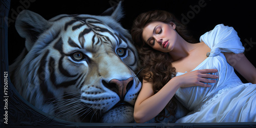 the woman and her big tiger live together