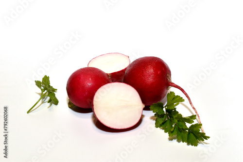 Ripe radish on a white background.