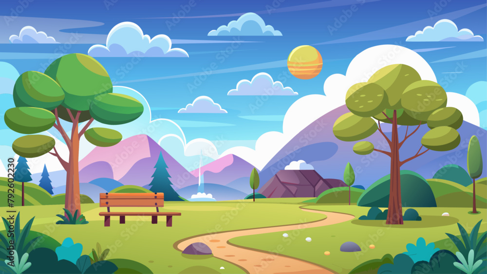 Obraz premium landscape scene of nature park at sunset time (4)