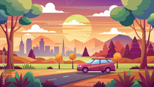 landscape scene of nature park at sunset time (7)