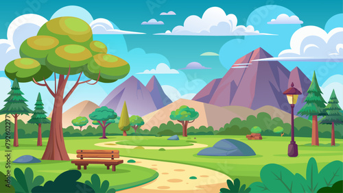 landscape scene of nature park at sunset time (9)
