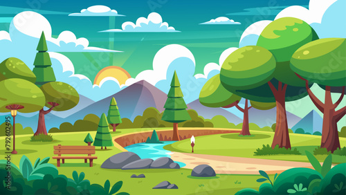 landscape scene of nature park at sunset time (21)