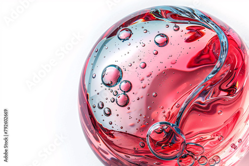 Large red and blue round bubble on a white background. Medical and beauty concept.