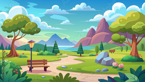 landscape scene of nature park at sunset time (34)