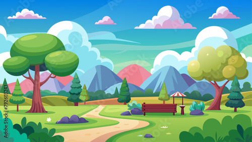 landscape scene of nature park at sunset time (66)