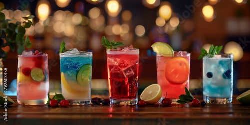 Various flavored cocktails For drinking and socializing.
