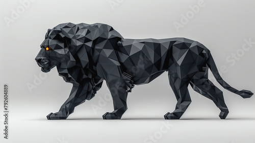 Monochrome Geometric Lion in Motion © alex