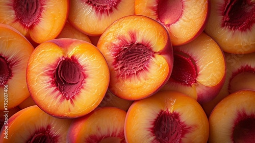 Peach slices forming a beautiful pattern. AI generate illustration © PandaStockArt