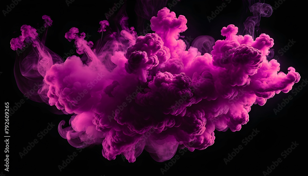 Purple smoke isolated on black background