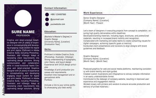 Landscape CV, Landscape Resume, Professional Landscape Resume, CV Template
