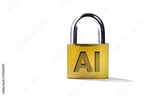Padlock with AI Letters on Transparent Background