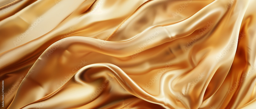 Fototapeta premium Luxurious Gold Satin Fabric with Elegant Drapery.