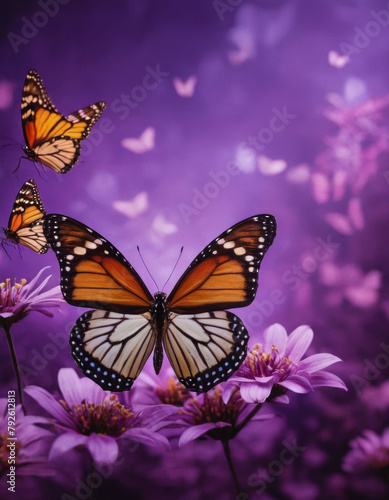 wallpaper that is purple and features butterflies