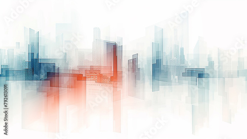 Abstract urban background in graphic style, geometric image of the city on a white background