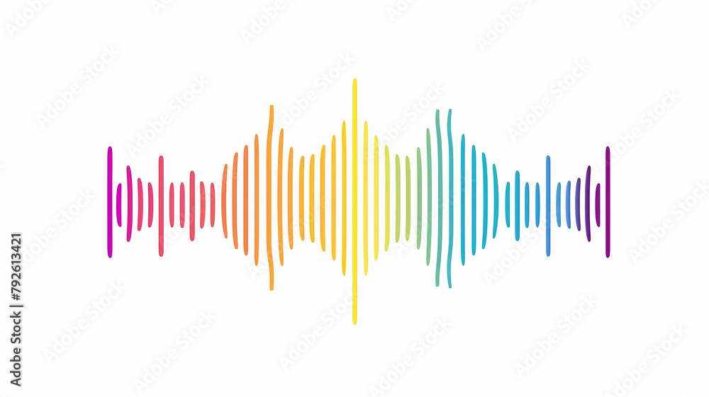 A musical track, an abstract spectral sound wave on a white background A musical track, an abstract spectral sound wave on a white background