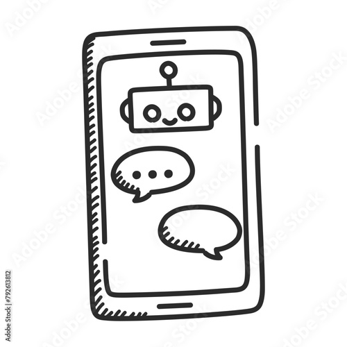 Generative artificial intelligence related icon vector isolated. Doodle illustration, concept of modern technology. Chat bot, AI innovation. Text creation.