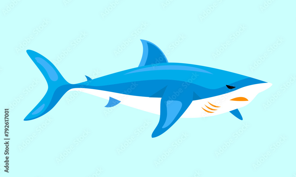 flat design baby shark in cartoon style flat design baby shark in cartoon style