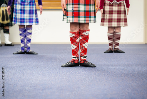 Highland dancers with beautiful costumes at the dance club.