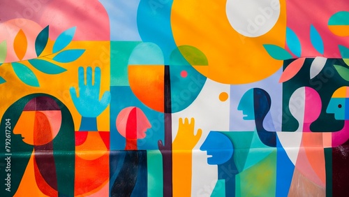 Colorful community engagement background. photo