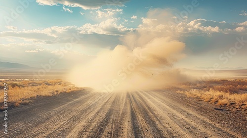 Majestic desert dust storm on a sunny day