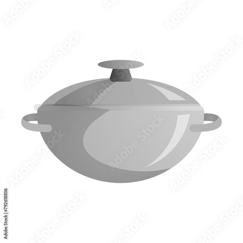 rying pans and saucepans cartoon illustration on white