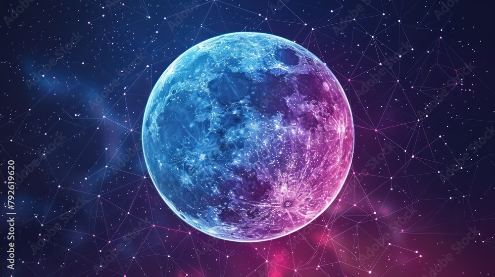 geometric abstract moon. Polygonal wireframe mesh art, origami, peace concept AI generated geometric abstract moon. Polygonal wireframe mesh art, origami, peace concept AI generated