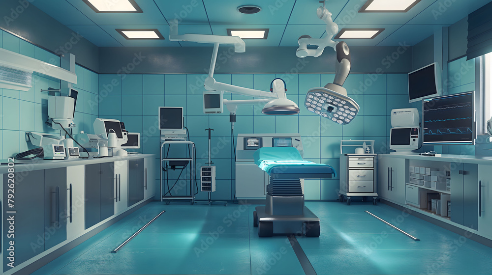 Surgical Room and modern medical devices in Hospital - obrazy, fototapety, plakaty 