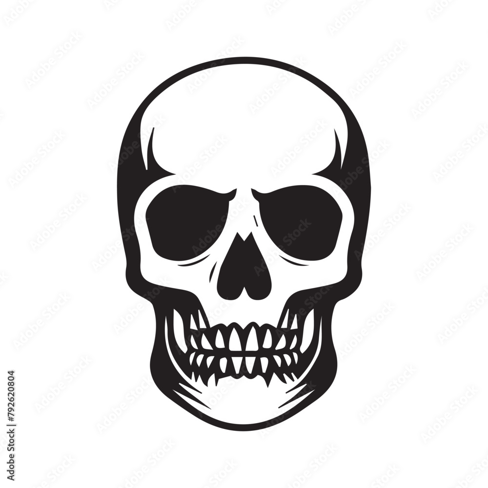 Fototapeta premium Simple human skull head icon logo, vector illustration on white background
