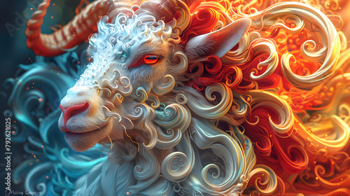 Aries zodiac sign, bright sunny colors