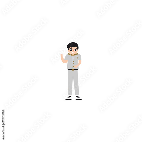 the teacher's pose is greeting teacher