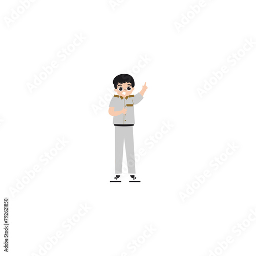 the teacher's pose is greeting teacher