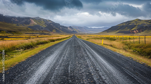 Gravel road in the Icelandic countryside