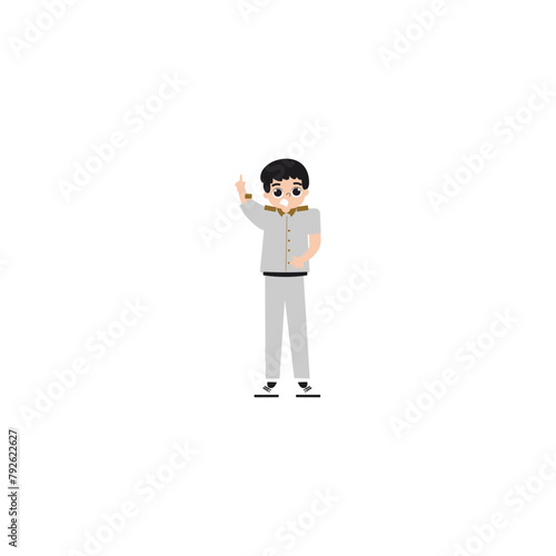 the teacher's pose is greeting teacher