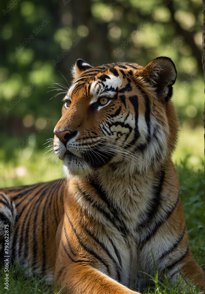 Obraz premium tiger, animal, cat, wildlife, wild, zoo, nature, predator, mammal, stripes, big, carnivore, bengal, siberian, head, fur, face, jungle, danger, wildcat, portrait, striped, safari, dangerous