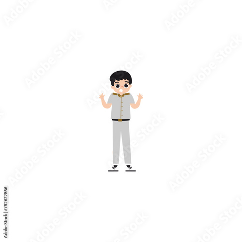 the teacher's pose is greeting teacher