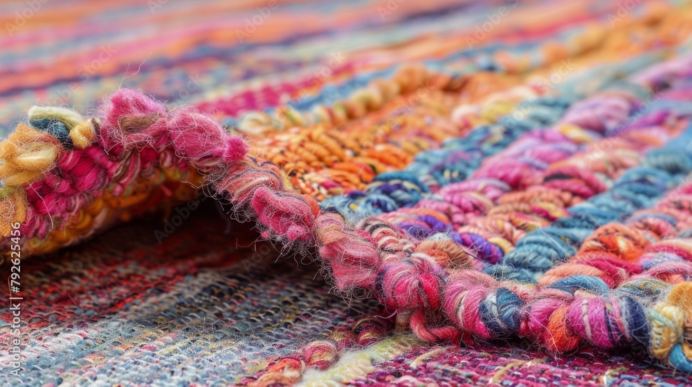 Colorful Boucle Rug Texture Close-Up