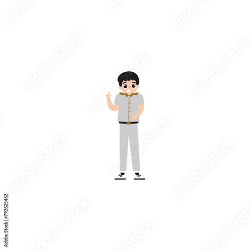 the teacher's pose is greeting teacher