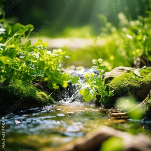 green moss on the rocks