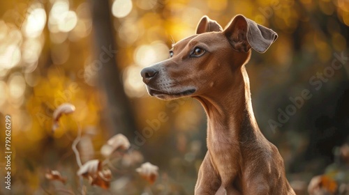 Azawakh Dog Gracefully Standing in Autumn Forest © irissca