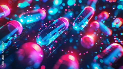 Futuristic Pharmaceutical Technology: Vibrant High-Tech Pills