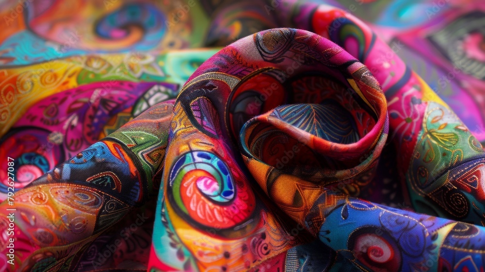 Vibrant Hand-Painted Textile Artistry design