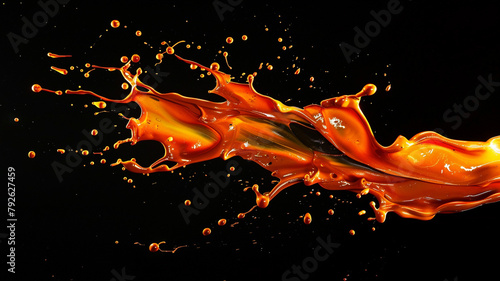 orange color paint splash on black back ground