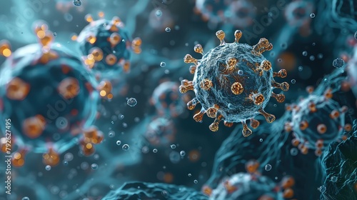 Viral particles in a microscopic view, illustrating the complexity of viruses