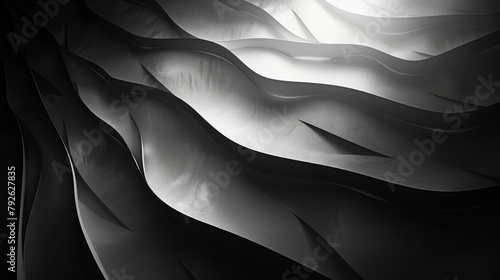 Monochromatic abstract of undulating fabric, conveying elegance and movement photo